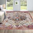 9x12 Washable Area Rug, Low-Profile Large Area Rug with Non-Slip Backing & Durable Edge Binding, Vintage Large Rugs for Living Room, Bedroom & Dinning Room