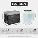 UD65 12V Car Refrigerator,Dual Zone Car Fridge with Wheels,60QT(56.7L) Electric Cooler Portable Freezer,12 Volt Refrigerator -4~68,12/24V DC 100-240V AC for Camping, Travel, Truck, RV