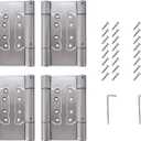 2 Pairs (4X) of 5" 304 Stainless Steel 3mm Thick Non-Mortise Self Closing Double Action Spring Hinges Cafe Saloon Door Swing Hinge
