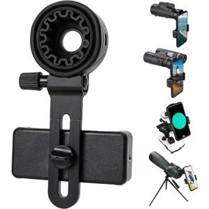 LAKWAR Telescope Phone Adapter, Universal Cell Phone Mount Compatible Binoculars, Monocular, Microscope, Spotting Scope, Telescope, Smartphone Holder Clip Bracket Fits Almost of Mobile Phones