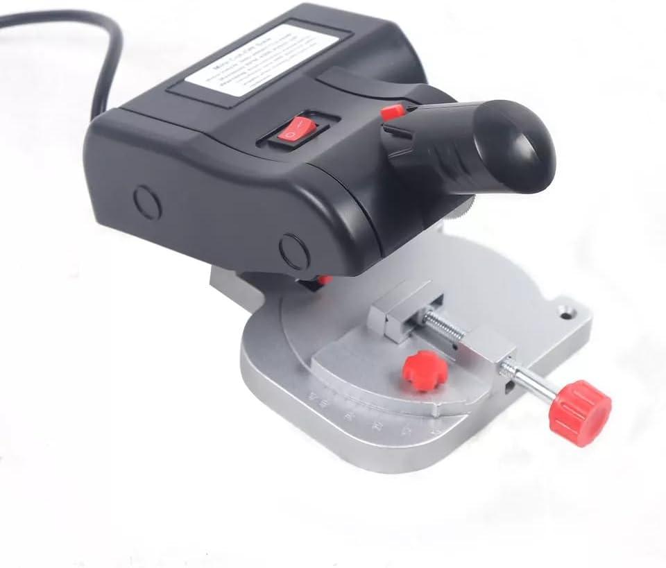 110V Mini Bench Top Cut-off Miter Saw, Mini Bench Top Cut-Off Chop Saw DIY Metal Wood Cutting Tool w/ 2 Blade for Crafts Miniatures Metal Wood Plastic Compound Cutter