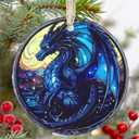 Christmas Ornament - Dragon Decor Round Ceramic - Dragon Ornament - Christmas Tree Decor - Ornaments for Christmas Tree - Dragon Lovers Gifts - Dragon Themed Gifts