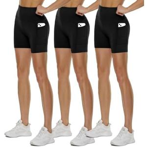 2Pack High Waisted Biker Shorts for Women – 3"/ 5"/ 8" Black Workout Yoga Compression Novelty Shorts for Running XL