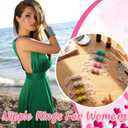 Jamntower 4 Pairs Non Piercing Faux Body Jewelry Adjustable Silicone Noose Rings for Women