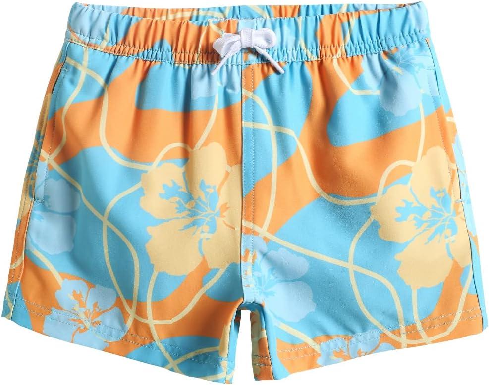 maamgic Boys Swim Trunks Stretch Quick Dry Swim Shorts Kids Bathing Suits Toddler Boy Swimsuit Swimwear (7 Years, Flower Blue)