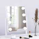 BWLLNI Lighted Makeup Mirror Hollywood Mirror Vanity Mirror with Lights, Touch Control Design 3 Colors Dimable LED Bulbs, Detachable 10X Magnification, 360Rotation, (White) 12" L x 14" W
