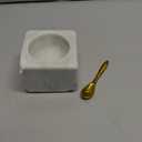 Creative Co-Op Square Marble Bowl with Brass Spoon, White