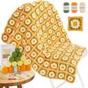 Blanket Crochet Kit for Beginners, Granny Squares Crochet Blanket Kit with Soft Yarns, Detailed Instructions & Step-by-Step Tutorials, Easy Knitting Kit for Beginner Craft Gift(Yellow Sunflower)