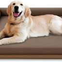 Small Dog Bed Memory Foam, Orthopedic Waterproof Puppy Bed with Anti-Slip Mat, Chew Proof Pet Bed Washable Dog Couch (Brown) (30.0"L x 20.0"W x 6.7"Th)