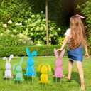 Joliyoou Easter Yard Signs, Set of 5 Metal Easter Bunny Stakes, Assorted Colorful Standing Rabbits Stake for Front Door Spring Lawn Garden Holiday Outdoor Decorations