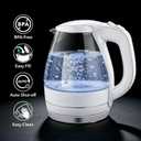 OVENTE Electric Kettle, 1.5L Borosilicate Glass Countertop Water Heater and Boiler for Coffee or Tea, BPA-Free, Auto Shut-Off, Boil-Dry Protection, Removable and Washable Spout Filter, White KG83W