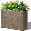 BAYN Large Rectangular Metal Garden Block Planter Box 32x12x24 Inch | Hand-Hammered, Thicken and Weather-Resistant Coating, Heavy Duty, Easy Assembly, Planter for Patio, Porch, Deck