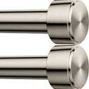 2 Pack Curtain Rods for Windows 32-96 Inch, 1 Inch Adjustable Nickle Curtain Rod Set with Brackets, Easy Install (Nickel)