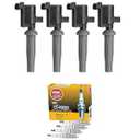 HIKARU PARTS 4PCS Ignition Coil & NGK Platinum Spark Plug Kits Compatible With Ford Lincoln Mercury C-Max Escape Fusion Transit Connect MKZ Mariner Milan 2.0 2.5 UF-621 UF621 FD505