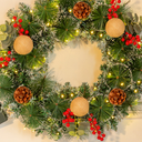 24 Inch Prelit Artificial Christmas Wreath with Lights,Lighted Xmas Wreaths for Front Door with 60 LED Battery Operated 8 Modes Remote Control Timer, Indoor Outdoor Wall Christmas Decorations