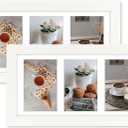 Golden State Art, Set of 2, 7x14 White Photo Wood Collage Frame with Mat Displays (3) 4"x6" Pictures (Wood - White with White Mat)