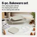 Amazon Basics Glass Baking Dishes with BPA-Free Lids, 6-Piece Bakeware Set, Borosilicate Glass, Oven-Safe up to 752F, Non-Slip and Stackable, Dishwasher-Safe, Linen Gray