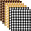 6 Pieces Thanksgiving Cotton Fabric Bundles 18 x 20 Inch Plaid Cotton Fabric Craft Bundle Patchwork for Thanksgiving Quilting Sewing DIY Scrapbook Craft Fabric Supplies