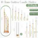 Baquler 2 Pack 10 Arms Wedding Candelabras Centerpiece,50 Inches Tall Floor Standing Candle Holders with Clear Acrylic Shades, Silver Gold Candelabra for LED Candles Bridal Shower Party Decor(Gold)