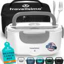 TRAVELISIMO Electric Lunch Box for Adults 100W Heated Lunch Box For Men 1.5L Stainless Steel Portable Food Warmer, 12/24/110V Electric Food Warmers for Travel & Work Loncheras Para Hombres de Trabajo (Gray)