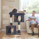 Feandrea Cat Tree, 40.6-Inch Cat Tower, Plush Condo for Extra Large Cats up to 44 lb, Large Perch, 2 Caves, Scratching Post, Smoky Gray UPCT614G01
