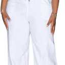 Adogirl 2 Piece Outfits For Women Off Shoulder Ruffle Trim Short Sleeve Top Wide Leg Pants Sets Sexy Outfits, Large, White