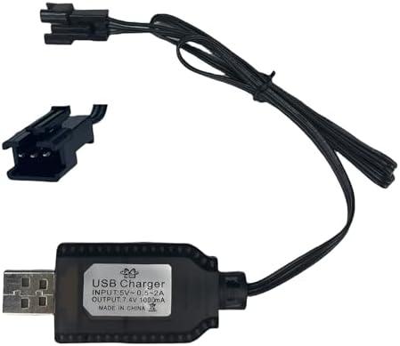 7.4V USB Charger Cable with SM-3PIN Plug Compatible RC Car RC Plane RC Tank RC Boat and Other Remote Control Toys for Universal 7.4V 2S Lipo Battery USB Charger with Battery Protection