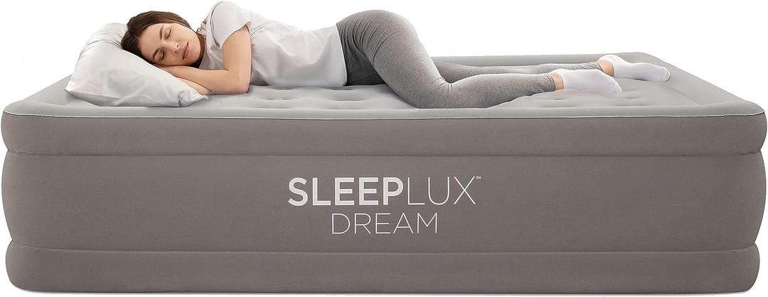 SLEEPLUX Dream Luxury 20" Queen Air Mattress with Built-in AlwayzAire Dual Pump, True-to-Size Raised Inflatable Mattress, Blow Up Bed with Ultra-Soft Flocked Top and Sides,