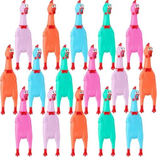 Sratte 16 Pack Screaming Chicken Toys Bulk Large Rubber Squeaking Chicken Toys for Pet Chew Gifts Prank Novelty Toy(12 Inch,Pastel Color)