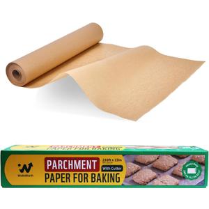 Unbleached Parchment Paper Roll, 15 in x 210 ft Unbleached Non-Stick Baking Paper, Heat Resistant & Food Grade Brown Parchment for Baking, Oven, Cooking, Grilling, Air Fryer