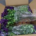 Hananona 2 Set Artificial Outdoor Flowers with Hanging Basket, 2 Hanging Planters with 24 Pcs Flowers for Spring Summer Front Porch Garden Patio Home Decor (2, Purple)