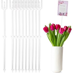 240 Pcs Floral Picks Card Holder Plastic Straight Head Flower Card Holder Stick for Card Photo Floral Bouquet Arrangement Valentine‘s Day Wedding Birthday Party Decoration (Fork Shape, 12*0.98 Inch)