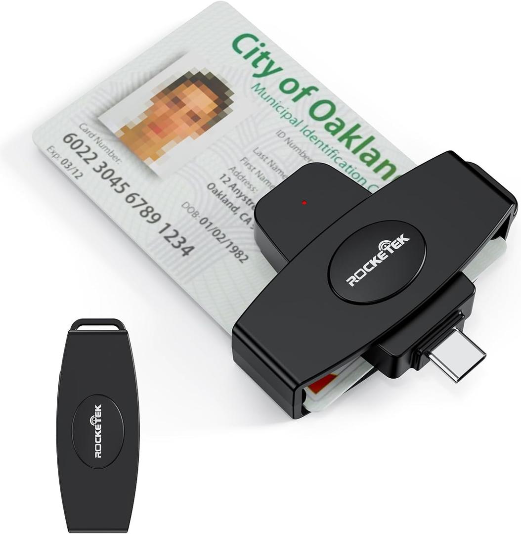 Type C CAC Reader, DOD Military USB C Common Access CAC Card Reader, Mini Portable USB Smartfold Type C Smart Card Reader SIM Card Reader Compatible with Windows, Mac OS