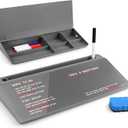 Birch Small Desktop Whiteboard  Glass Dry Erase Board Desk Pad Keyboard Stand with Storage Compartment, Adjustable Dividers, 3 Markers & Marker Holder  Perfect for Office, Home, & School (Charcoal)