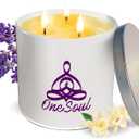 Large Lavender Vanilla Candle, Scented Candles for Home, Hand-Poured Aromatherapy Large 3 Wick Candle for 50-Hour Burn Time, 14oz - OneSoul Collection