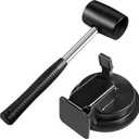 Floor Gap Fixer Tool with Rubber Mallet, Iron Body & Strong Suction Cup, Includes 5 Sticky Pads for Laminate, Vinyl, Wood & Tile Flooring Installation and Repair (Black)