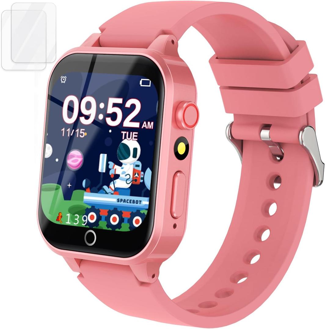 Kids Smart Watches Girls Age 6-12, 26 Games Touchscreen Kids Watch with Video Camera Music Player Learning Cards Audiostory Flashlight 12/24 hr Educational Toys Birthday Gifts for Girls Ages 6 7 8