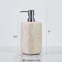 Travertine Stone Soap Dispenser Natural Organic Bathroom Soap Pump with Metal Push Pump, Elegant Square Hand Lotion Jar, Premium Heavy Duty Pump Bottle Lotion Jar for Kitchen/Laundry Room(Ivory White)