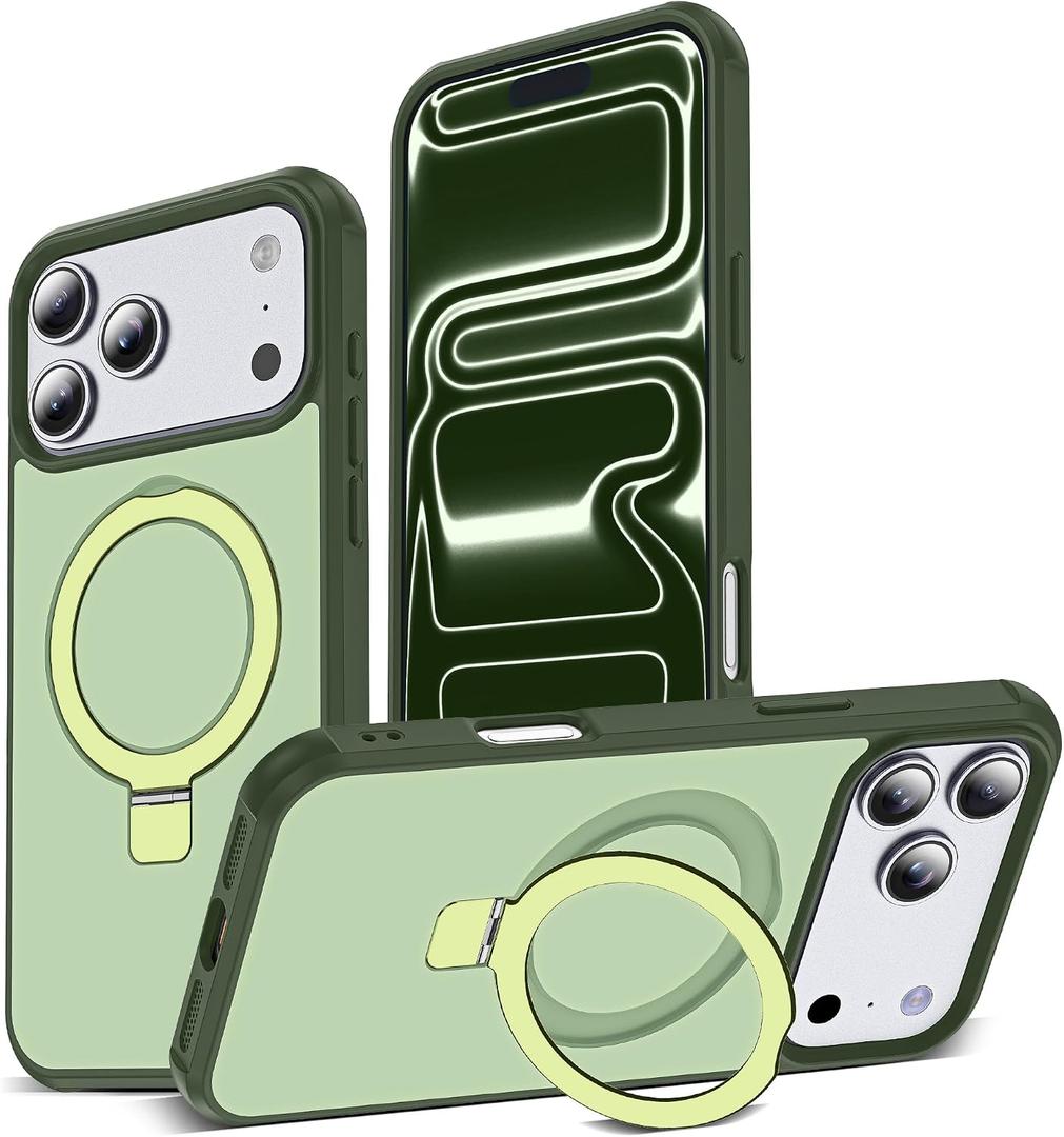 Compatible with iPhone 17 Pro Max Case with Ring Stand,Green