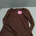 3 Pack Women's Thermal Fleece Long Sleeve Tops, Scoop Neck Slim Fitted Knit Base Layer Undershirts with Thumb Hole (Medium, Brown, White, Black)