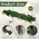 MCFULL Christmas Decorations Indoor,6 FT Christmas Garland,Norfolk Pine Garland,Vintage Xmas Decor,Real Touch Cedar Garland for Fireplace,Stairs,Table,Window,Mantle,Holiday Indoor Outdoor Decor,2 Pcs