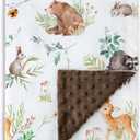HOMRITAR Baby Blanket for Boys Girls Soft Plush Minky Blanket with Double Layer Dotted Backing for Toddler Nursery with Woodland Animals Printed 30 x 40 Inch (75 x 100 cm) (Bear)