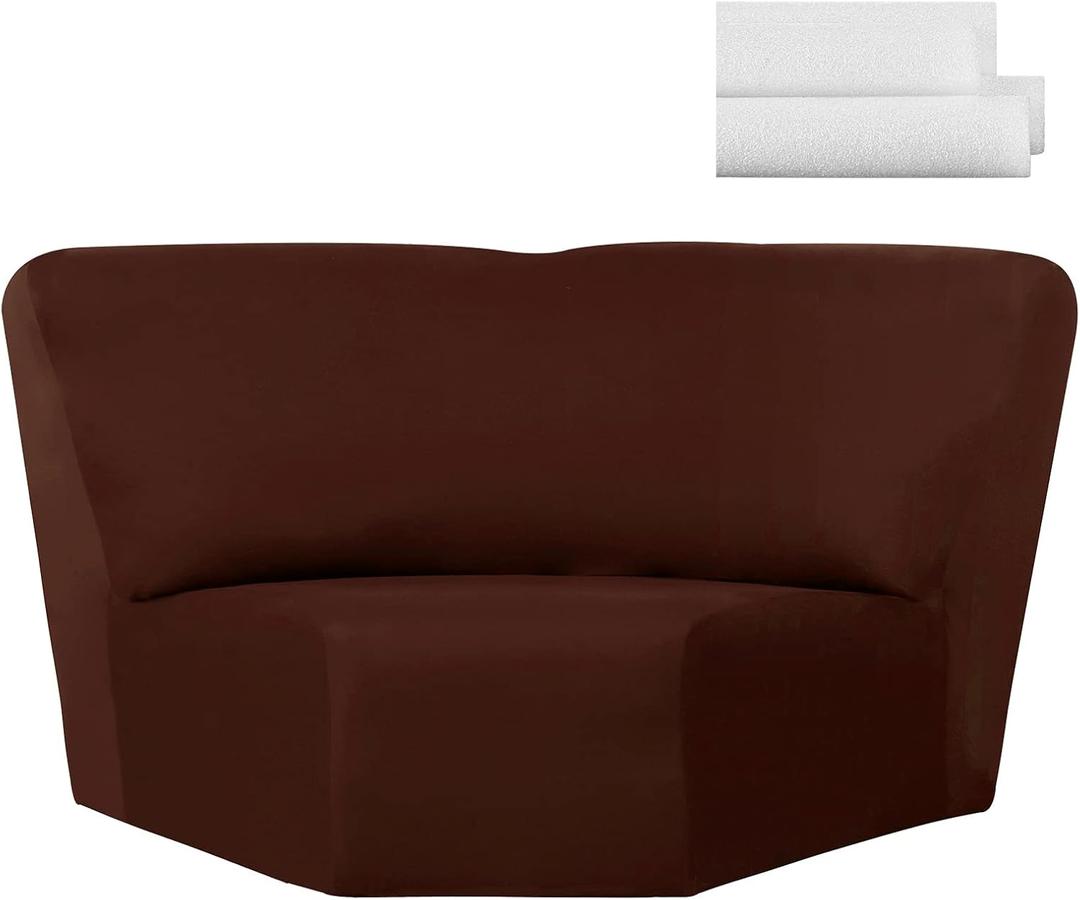 Weysat Corner Sofa Cover Stretch Corner Couch Cover Furniture Protector for Living Room Sectional Recliner Sofa Slipcover Reclining L Shape Couch Additional Seat, (Brown,Milk Silk)