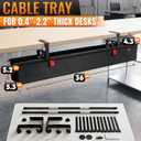 Under Desk Cable Management Tray 36" No Drill Clamp-On Cord Organizer for Desk with Built-in Ties, Heavy Duty Metal Clamp, Foldable 600D Oxford Fabric for Home Office, WFH & Gaming PC Setup (Black)