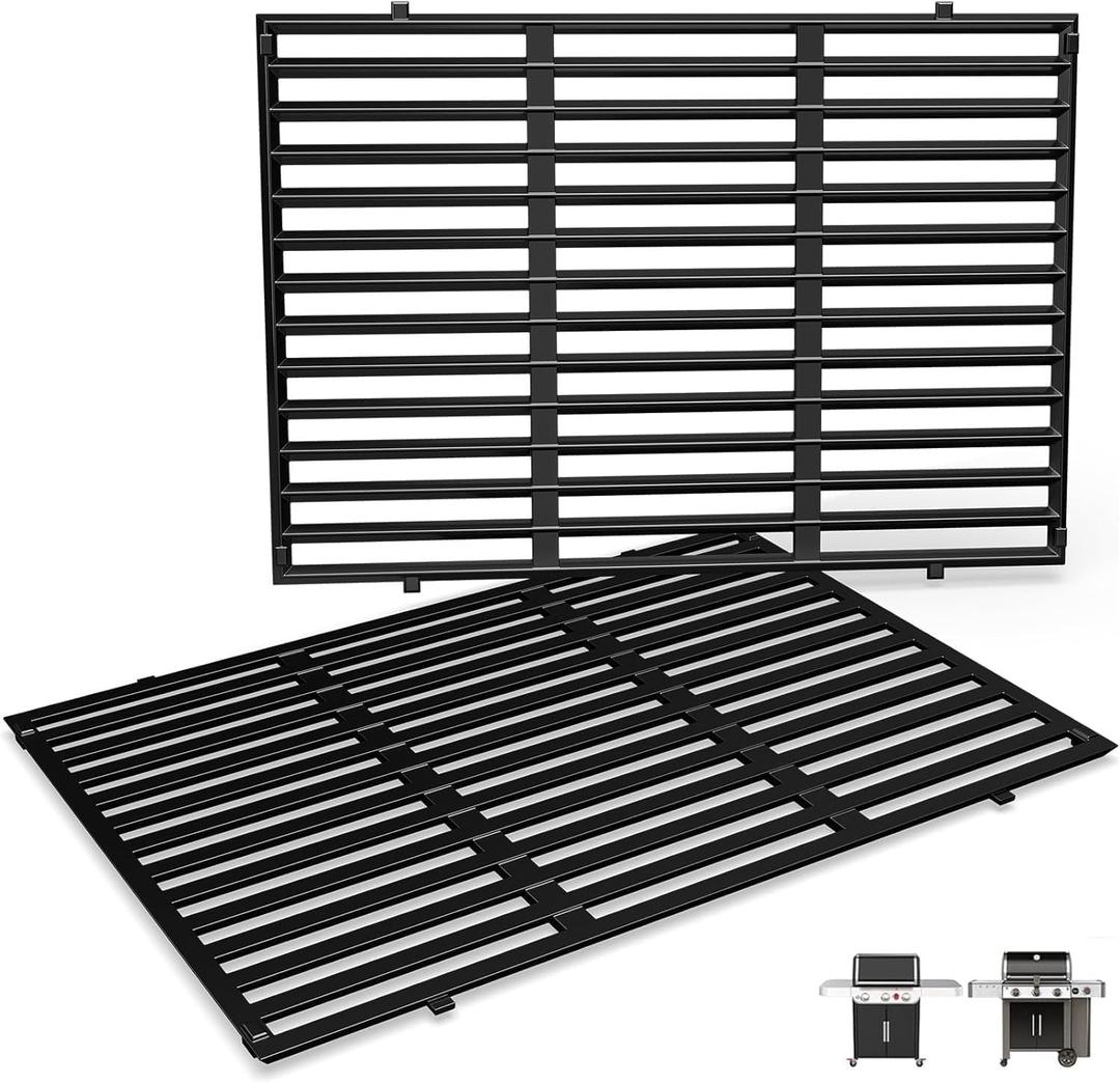 18.75" Grill Grates for Weber Genesis II 300 & Genesis II LX 300 Grills, Grill Parts for Weber Genesis 2 E310, Genesis II E310 315 335, Porcelain-Enameled Cast Iron Replacement Grates for Weber 66095