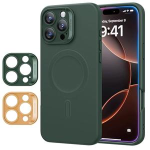 ESR for iPhone16 Pro Max Case with MagSafe, Supports Magnetic Charging, Smooth & Slim Silicone Case, Shockproof, Full Screen and Camera Protection, Soft Microfiber Lining,Green
