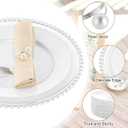 Tioncy 50 Set Clear Charger Plates Bulk Beaded Plastic Charger Plates 13 Inch, Napkin Rings, Acrylic Round Dinner Table Decorative Plate for Wedding Party Event (Clear and Silver)