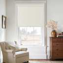 Blackout Roller Shades Cordless Blinds for Indoor Windows, Free-Stop Shades with Valance, Thermal Insulated Linen Fabric UV Protection Cream White Blinds for Home and Office Ivory 36" W x 72" H