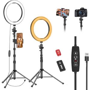 EMART 10" Ring Light with 55" Extendable Tripod Stands and Phone Holder, Dimmable LED Circle Round Light for Selfie Camera Photography/Makeup/YouTube Video/Vlogging/Live Streaming
