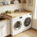 Washer Dryer Countertop 27.5 x 54 Inch Washer and Dryer Countertop for Laundry Room Organization with Edge Wooden Laundry Topper with Non-Slip Pad, Oak